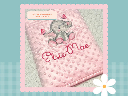 Personalised Dimple Fleece Blanket | Elle The Elephant | Embroidered