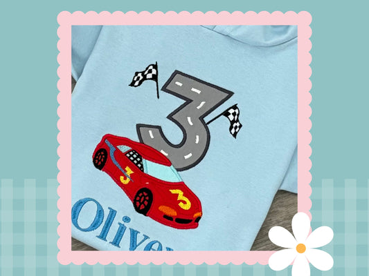 Birthday Race Car Light Weight Cotton Hoodie