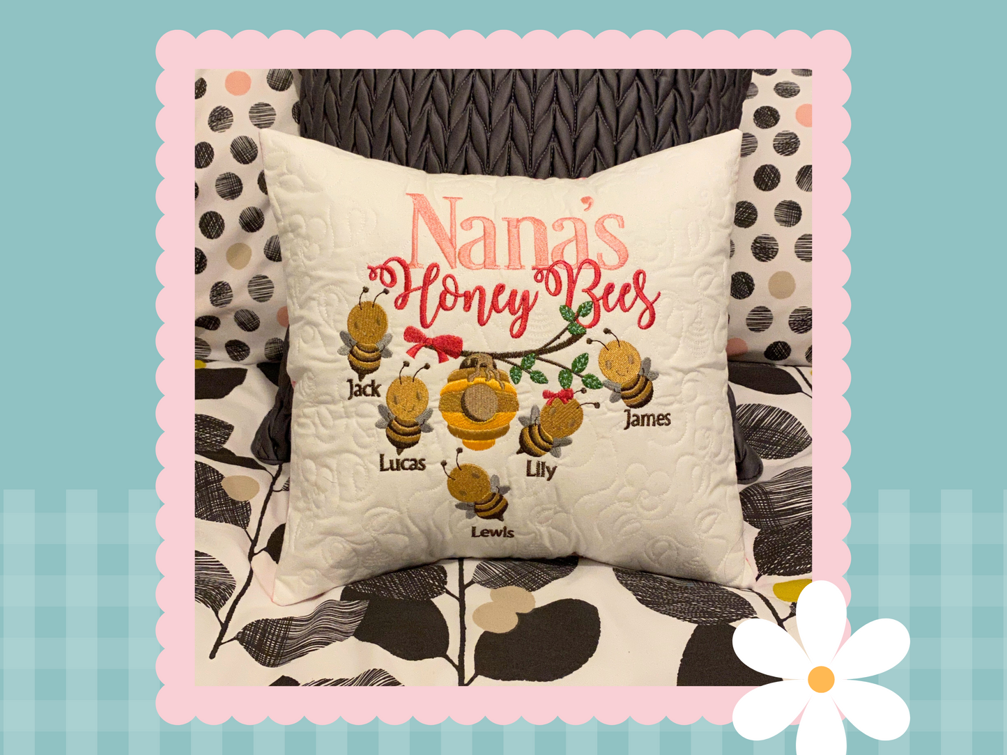 Family Honey Bees Handmade Cushion