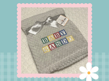 Personalised Baby Blocks Blanket | Embroidered