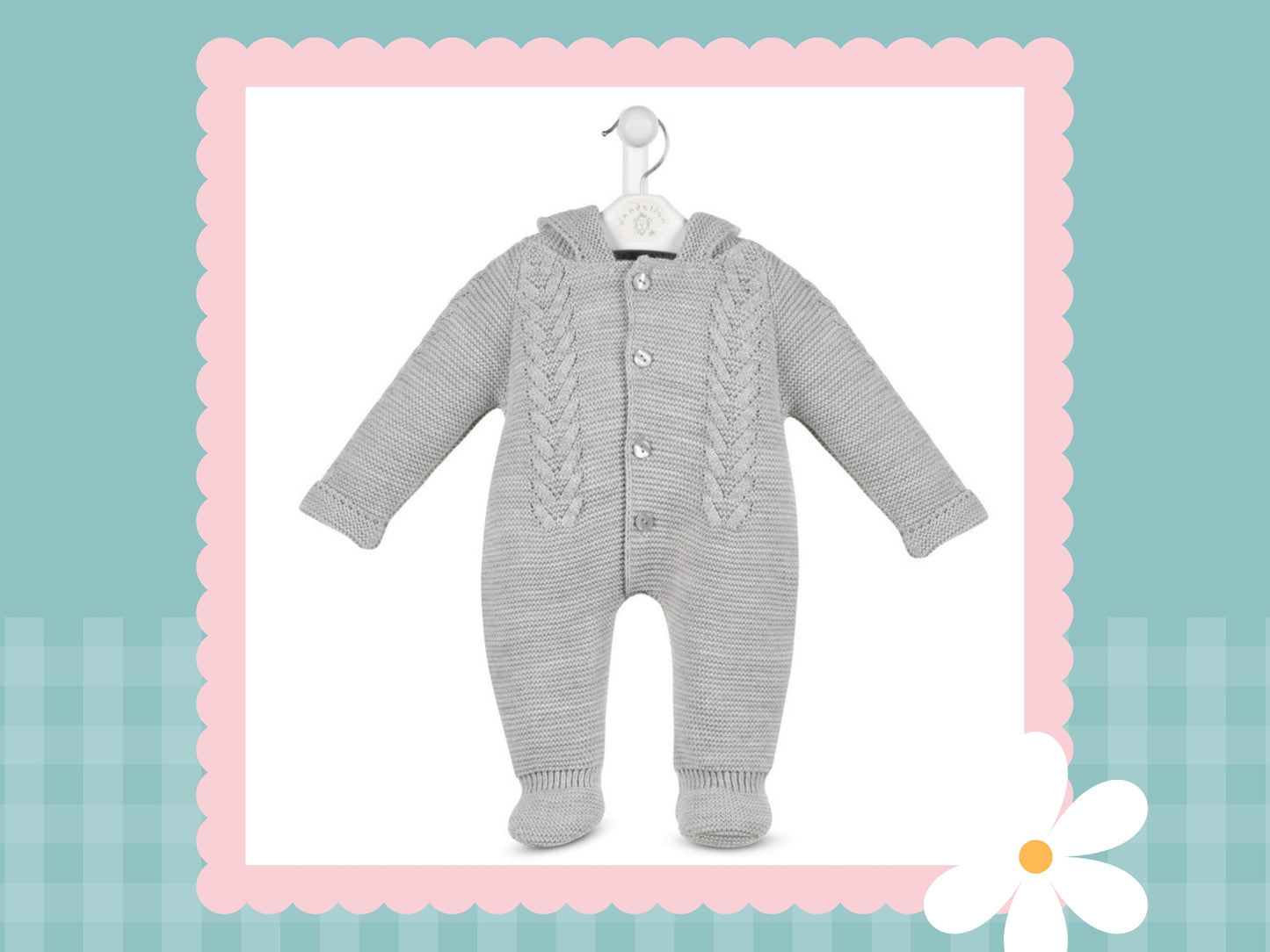 Hooded Cable Knit Pramsuit (ONLY TAUPE LEFT IN STOCK)