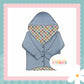 Muted Check Print Waffle Knit Hooded Cardigan