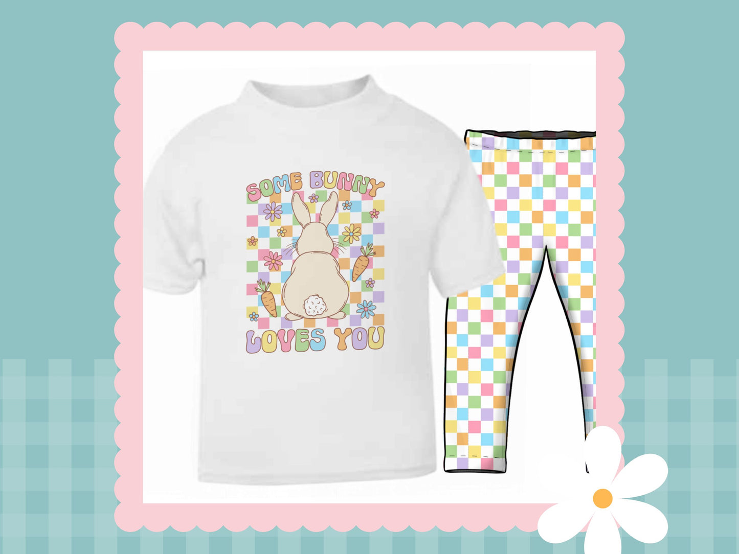 Pastel Checks "Some Bunny Loves You" Printed T-shirt