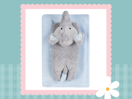 Baby Luxury Plush Blanket With Elephant Plush Toy (Personalised)