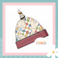 Muted Check Bunny Print Handmade Tie Knot Baby Hat