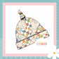 Muted Check Bunny Print Handmade Tie Knot Baby Hat