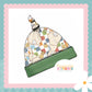 Muted Check Bunny Print Handmade Tie Knot Baby Hat
