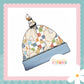 Muted Check Bunny Print Handmade Tie Knot Baby Hat