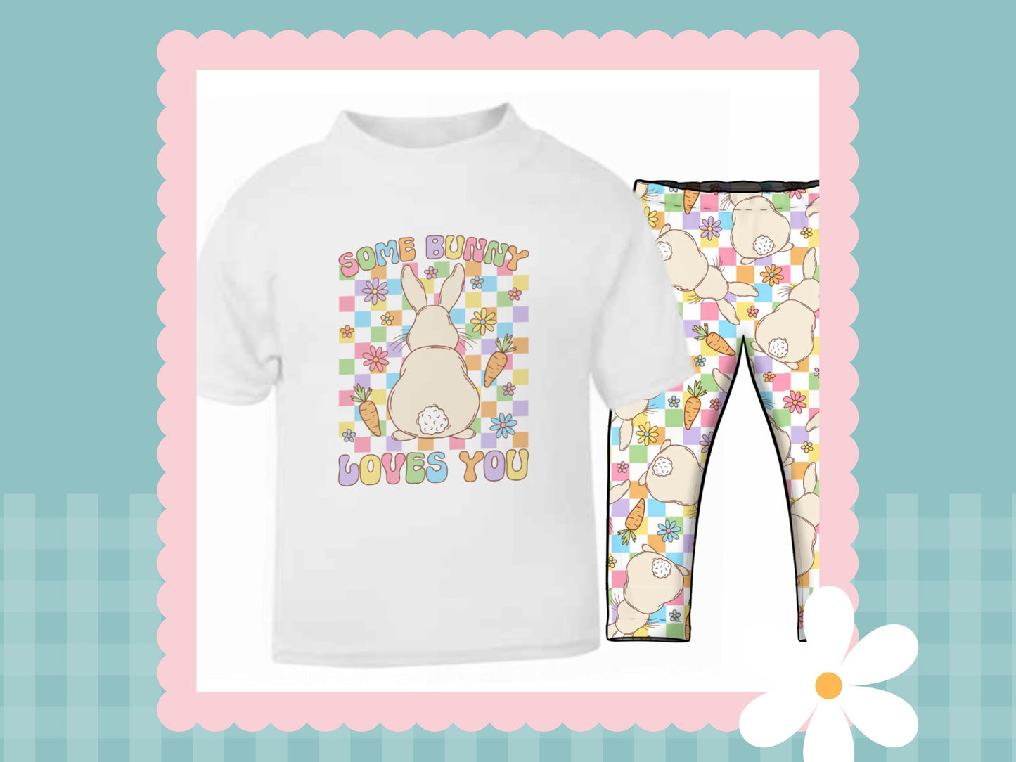 Pastel Checks "Some Bunny Loves You" Printed T-shirt