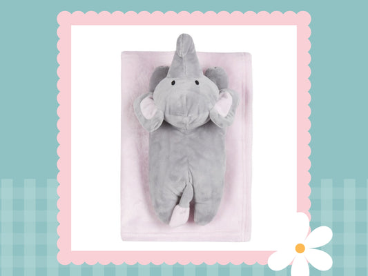 Baby Luxury Plush Blanket With Elephant Plush Toy (Personlaised)