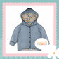 Muted Check Bunny Print Waffle Knit Hooded Cardigan