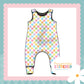 Pastel Check Print French Terry Romper