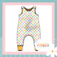 Pastel Check Print French Terry Romper