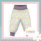 Pastel Check Print French Terry Relaxed Fit Yoga Waist & Cuff Joggers