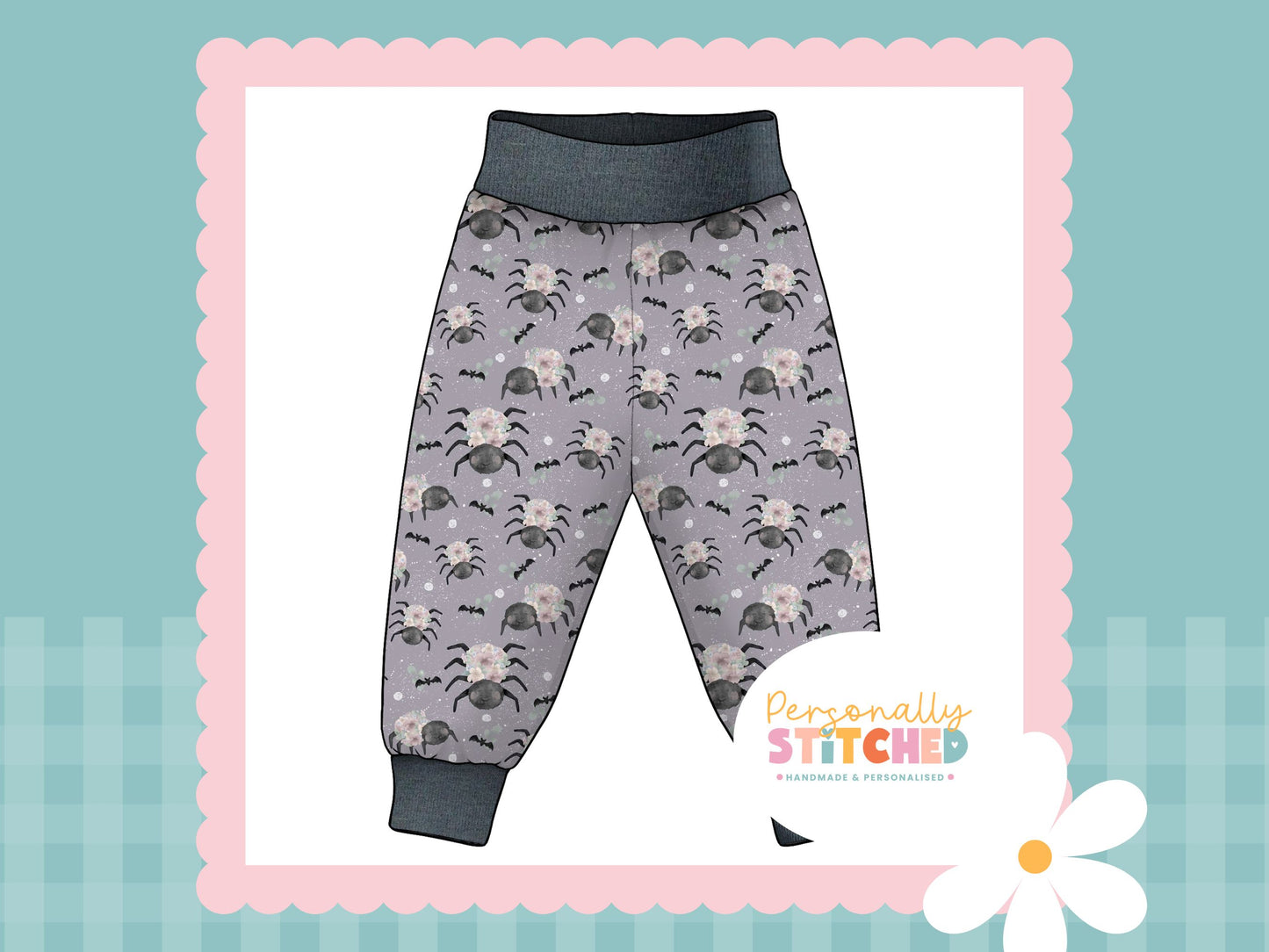 Floral Spider Print French Terry Relaxed Fit Yoga Waist & Cuff Joggers