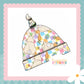 Pastel Check Bunny Print Handmade Tie Knot Baby Hat