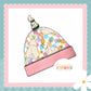 Pastel Check Bunny Print Handmade Tie Knot Baby Hat