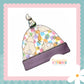 Pastel Check Bunny Print Handmade Tie Knot Baby Hat