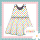 Pastel Check Print French Terry Blossom Dress
