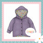 Pastel Check Bunny Print Waffle Knit Hooded Cardigan