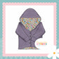 Pastel Check Bunny Print Waffle Knit Hooded Cardigan