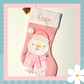 Deluxe Plush Pink Knitted 3D Snowman Stocking