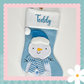 Deluxe Plush Blue Knitted 3D Snowman Stocking