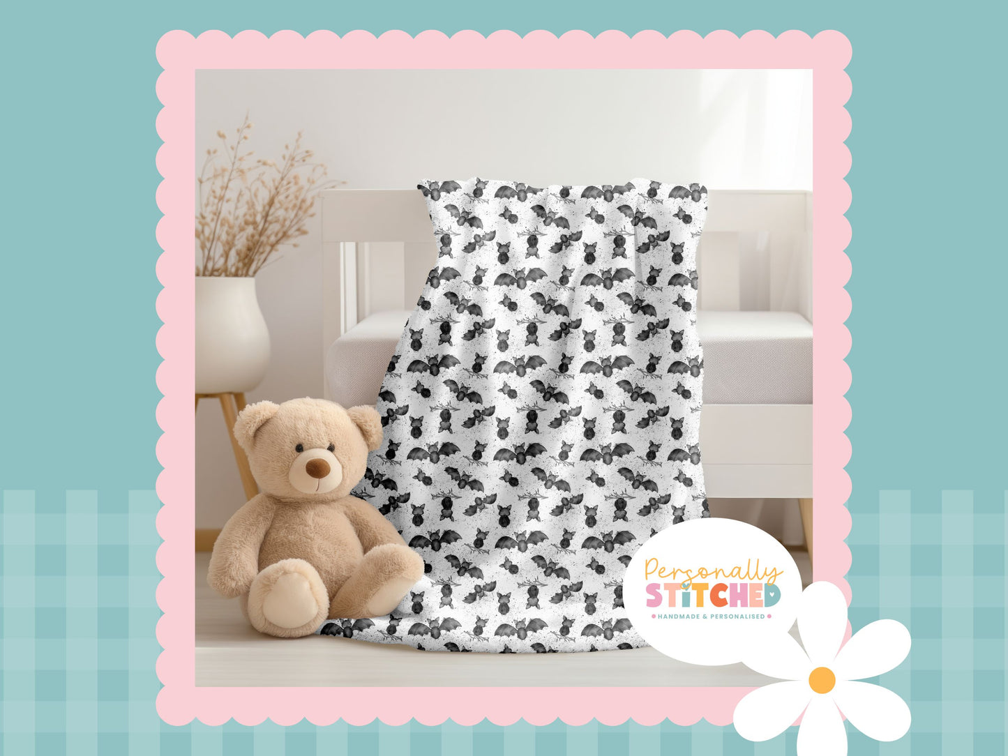 Bat Splats Print Handmade Baby Blanket