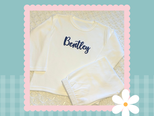 Plain Long Sleeve Baby Pyjamas (Personalised)