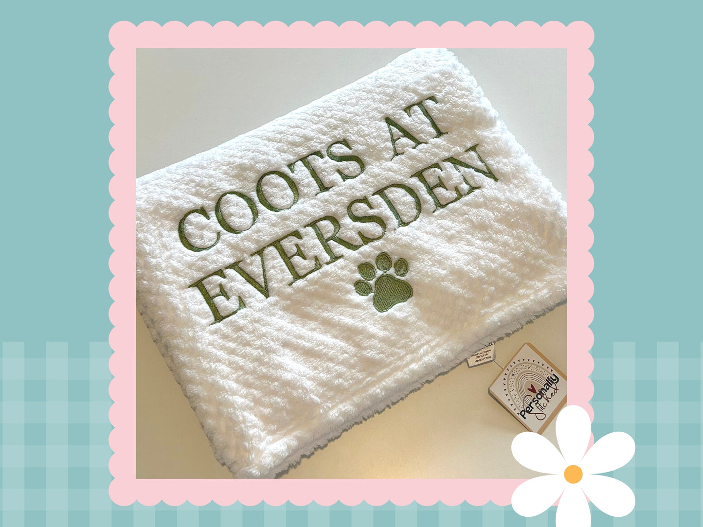 Personalised Waffle Pet Blanket With Paw Print