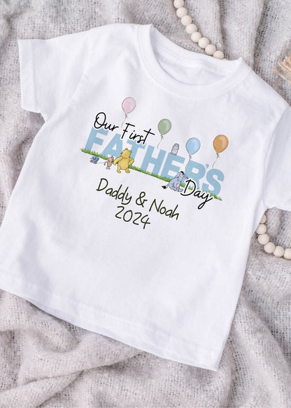 Our First Fathers Day T-Shirt | Classic Pooh Bear | Printed
