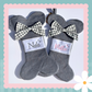 Deluxe Plush Grey Knitted Bone Pet Stocking With Bow