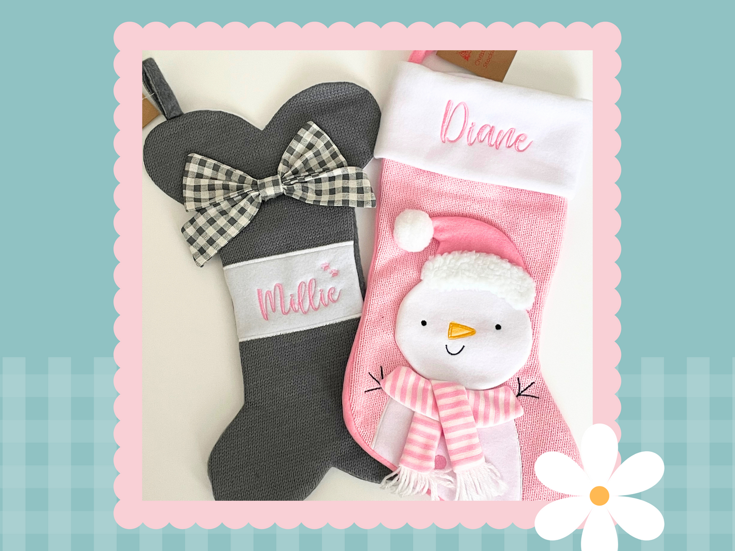 Deluxe Plush Grey Knitted Bone Pet Stocking With Bow