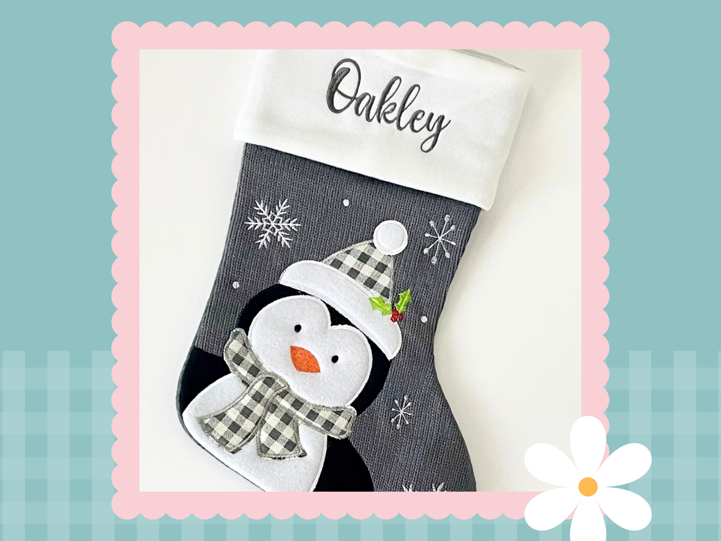 Deluxe Plush Grey Knitted Stocking (multiple designs)