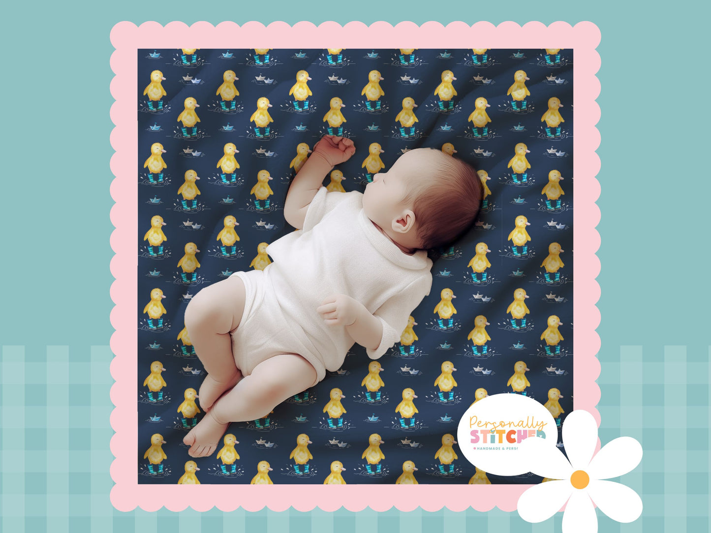 Buddy Duck Print Handmade Baby Blanket