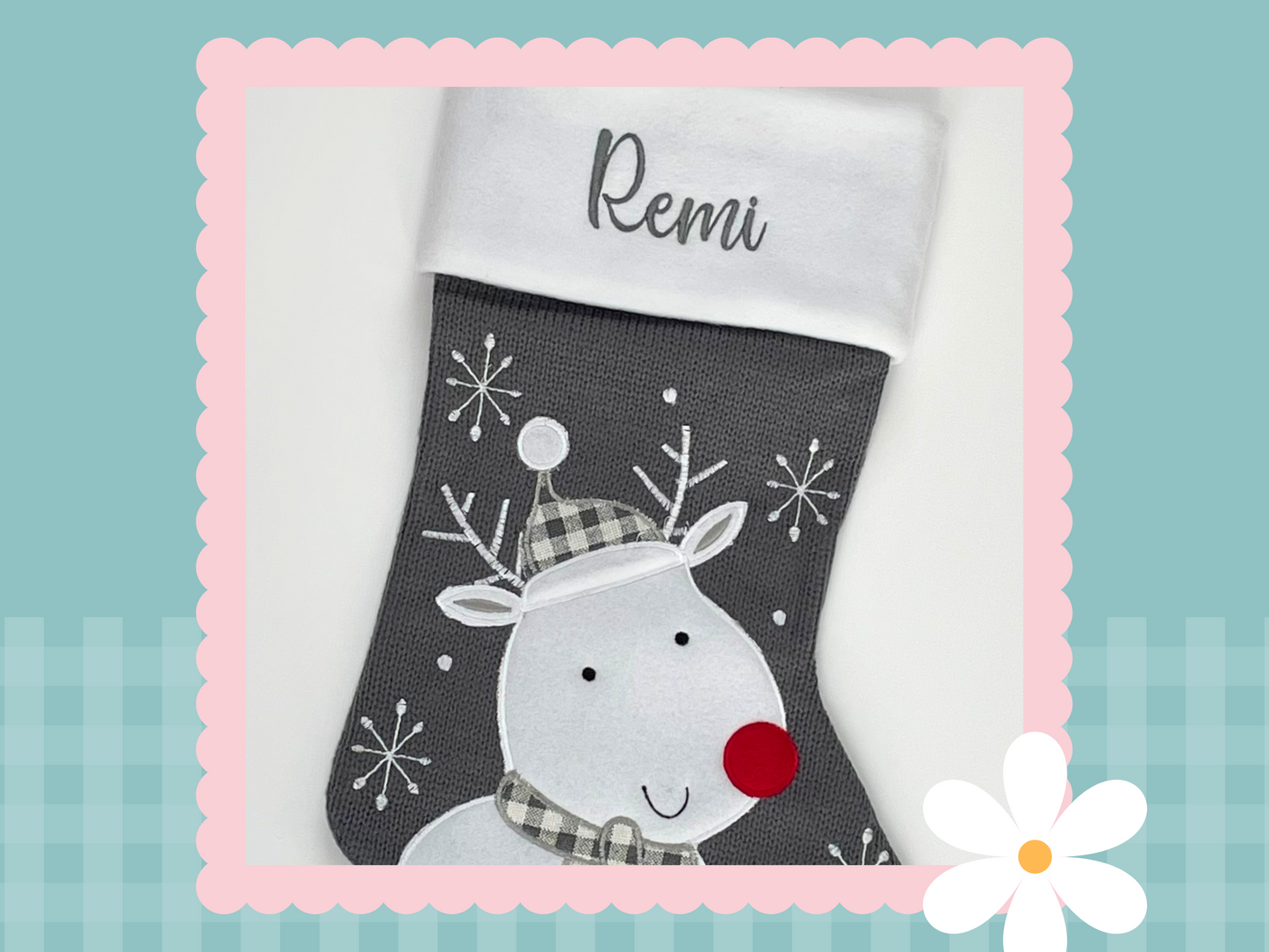 Deluxe Plush Grey Knitted Stocking (multiple designs)