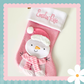 Deluxe Plush Pink Knitted 3D Snowman Stocking