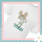 Peaking Bunny Embroidered Initial appliqué T-shirt (Mr Bunny Print)