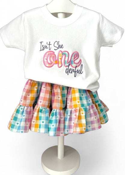 Pastel Gingham Heart | Woven Cotton Preston Skirt