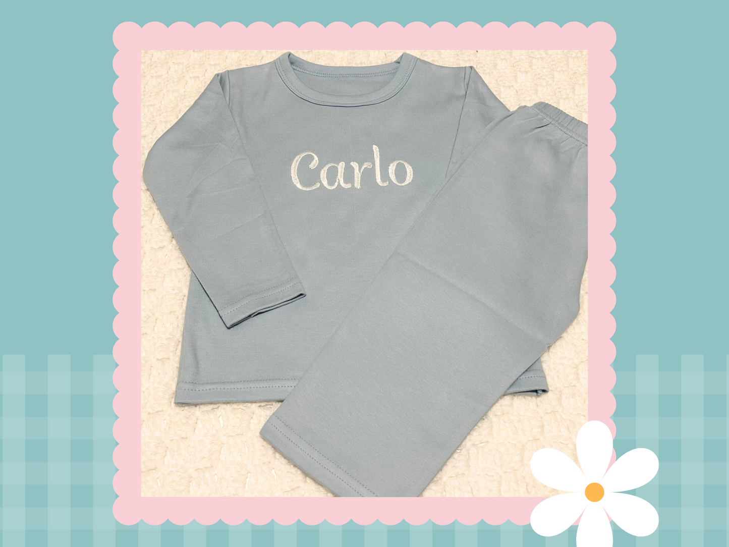 Plain Long Sleeve Baby Pyjamas (Personalised)