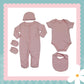 5 Piece Personalised Layette Set ✭ Baby Feet Design