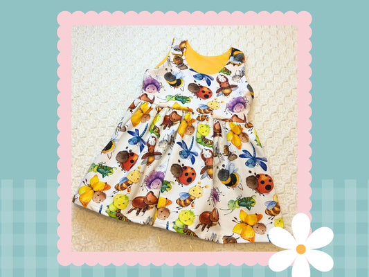 Handmade Happy Bugs Print Blossom Dress