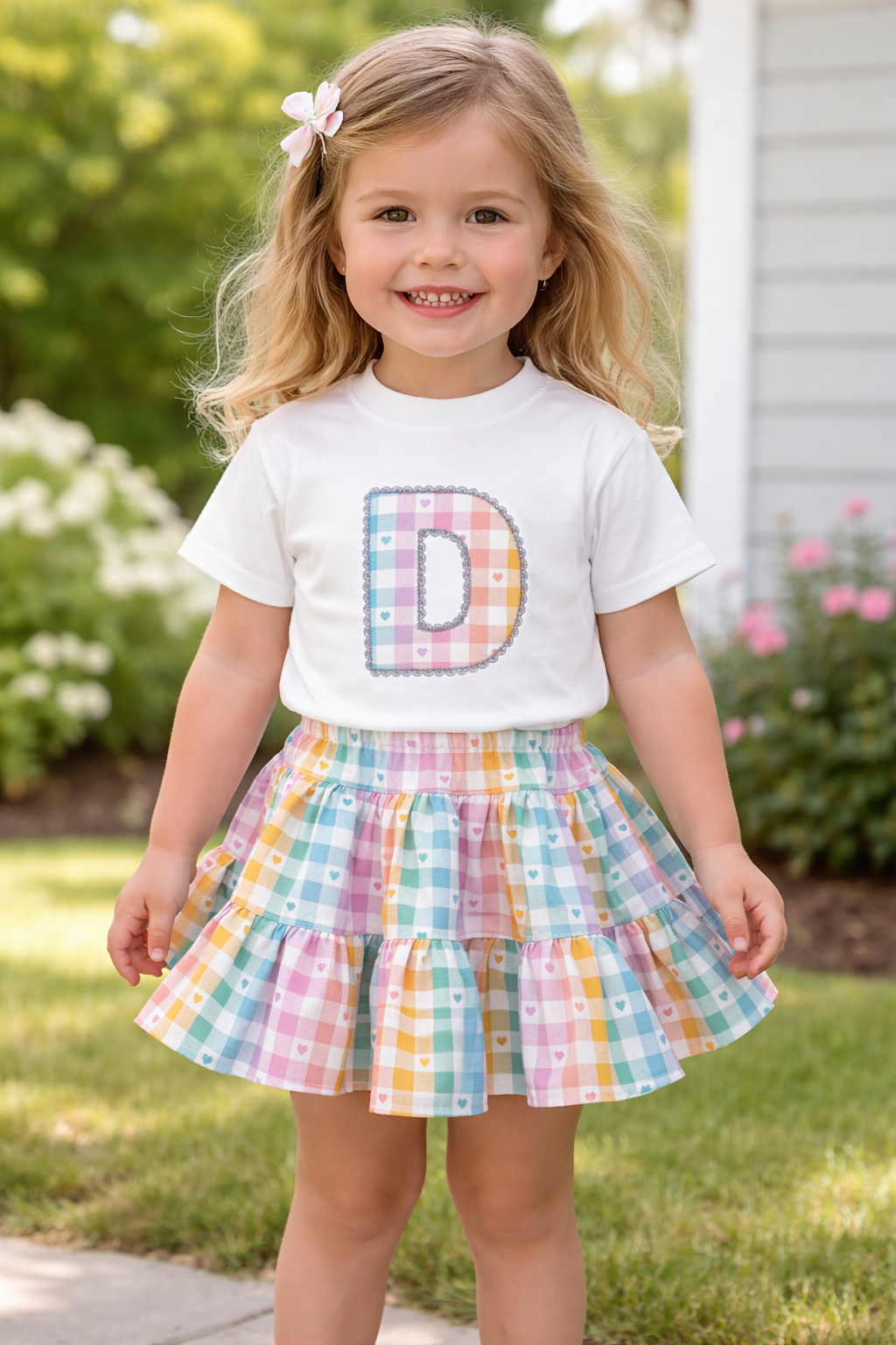 Pastel Gingham Heart | Handmade Woven Cotton Preston Skirt