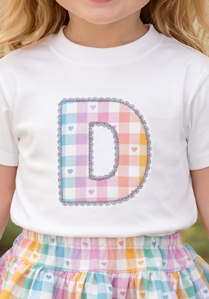 appliqué Initial T-Shirt (Choice of fabrics)