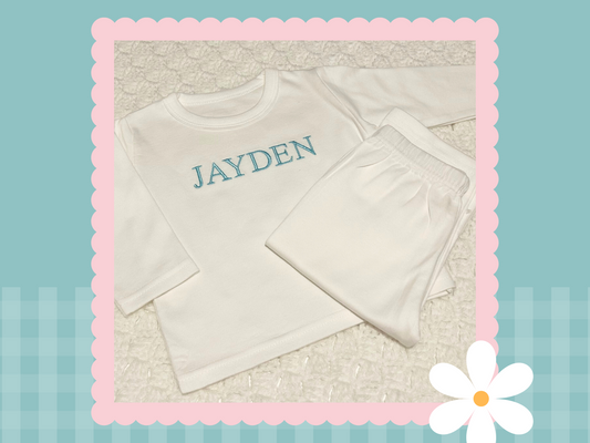 Plain Long Sleeve Baby Pyjamas (Personalised)