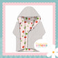 Ladybird Flowers Print & White Waffle Knit Hooded Cardigan (Handmade To Order)