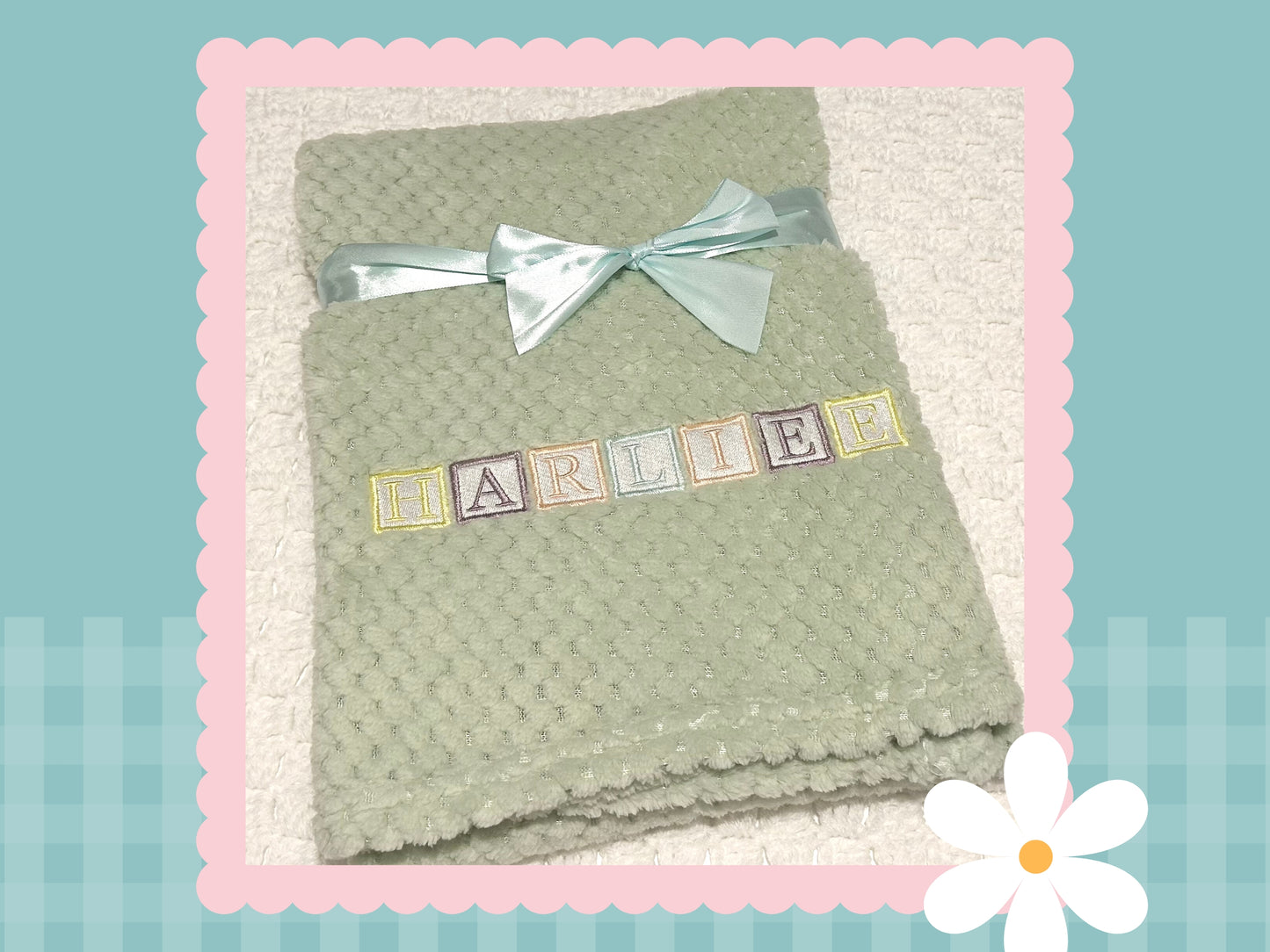 Baby Blocks Embroidered Baby Blanket