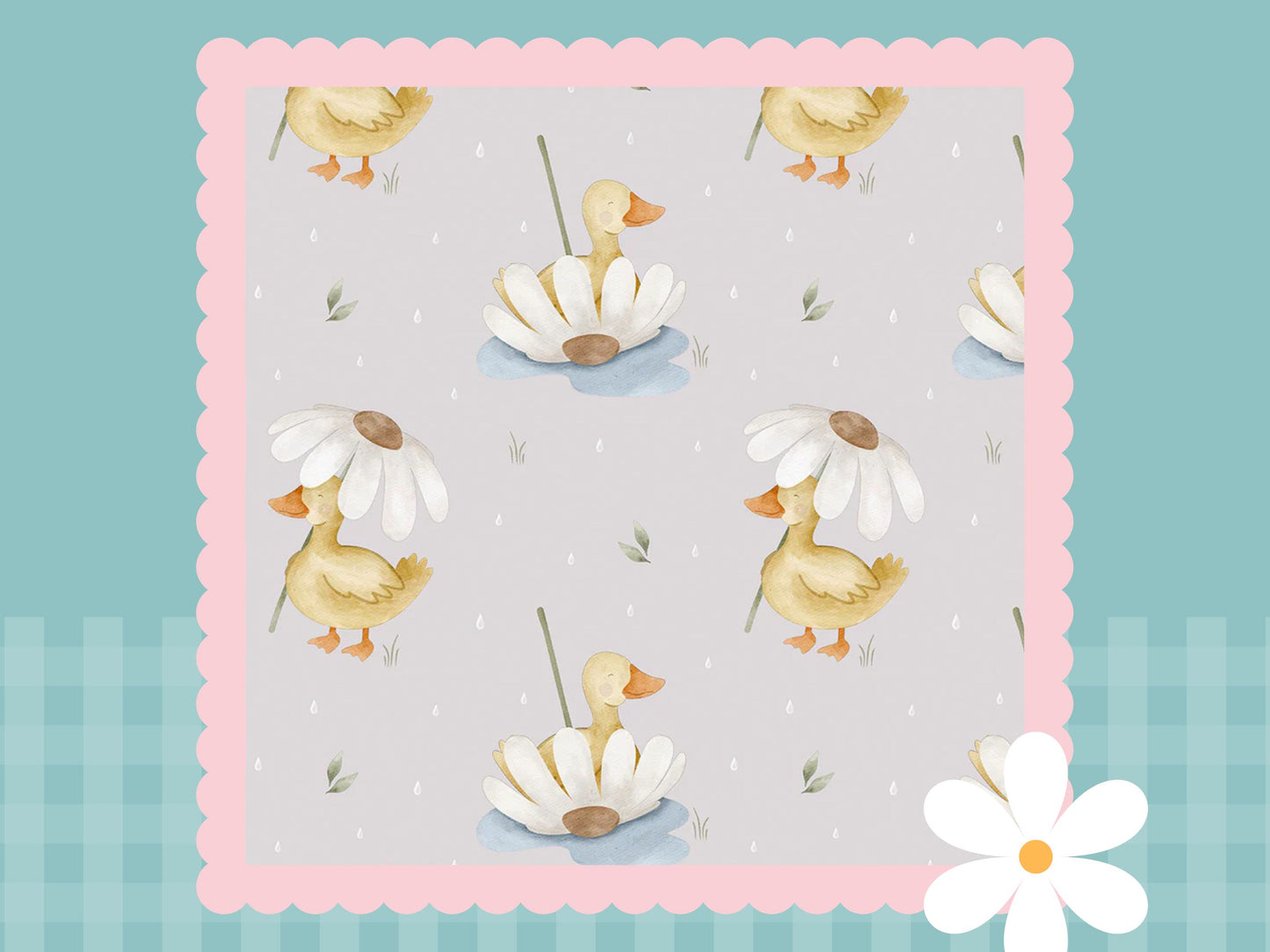 Ducks & Daisy Print Handmade Baby Blanket