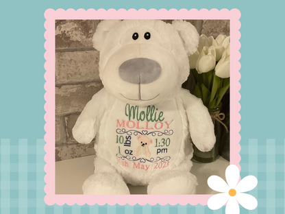 White Cubbyford Grey Nose | Official Cubbie Soft Toy | Personalised