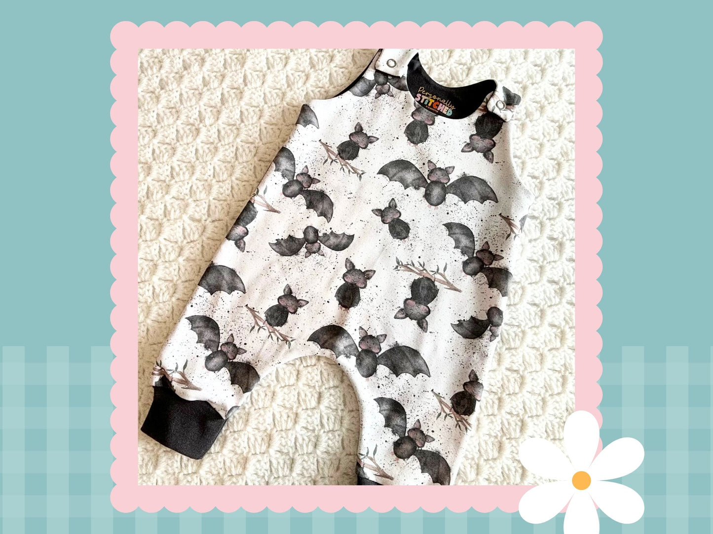 Handmade Bat Splats Print Playful Romper